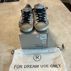 Golden Goose authentic silver laminated sneakers size 38